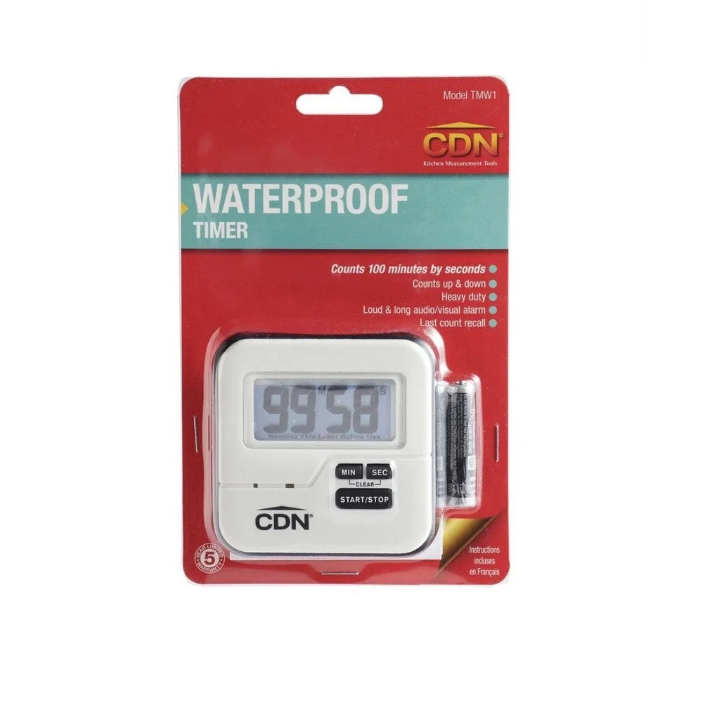 CDN TMW1 2-Way Mount Big Digit Waterproof and Shatterproof Timer